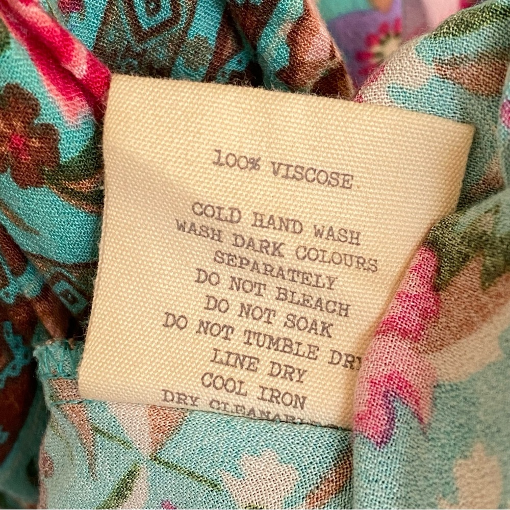 SPELL AND THE GYPSEY PINK TURQUOISE FLORAL PRINT BUTTON UP BABUSHKA GOWN DRESS - Picture 12 of 13